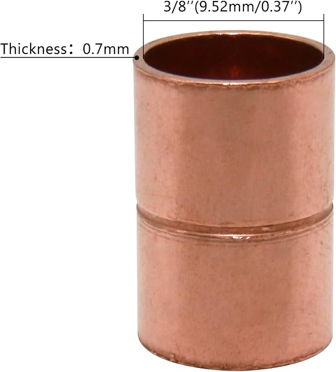 Straight Copper Fittings, 3/8 Inch ID Copper Pipe Welding Joint - Image 2