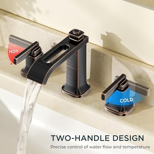 FORIOUS Bathroom Faucet 3 Hole Widespread Sink Faucets Oil Rubbed Bronze - Image 5