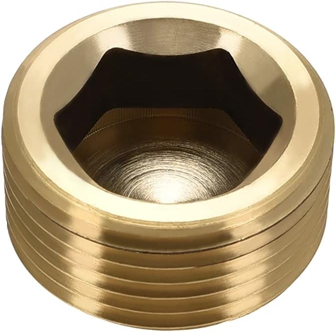 1/2" NPT Plug Brass Pipe Fitting, Counter sunk Thread Internal Hex Head Style - Image 2