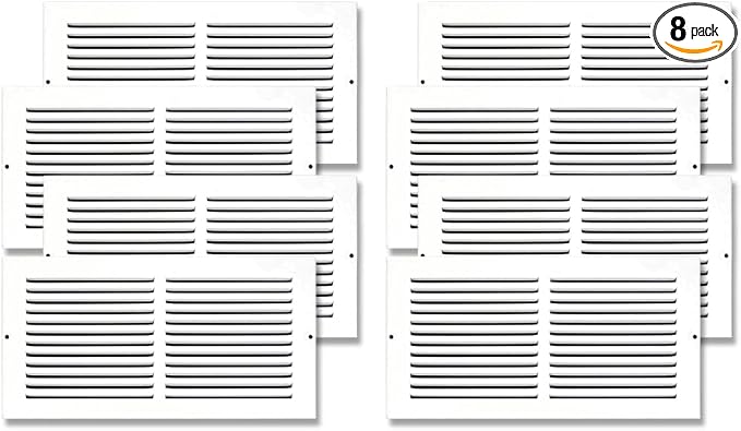 14x06 Air Return Vent Cover, Solid Steel White, 8 Pack by SierraGrates