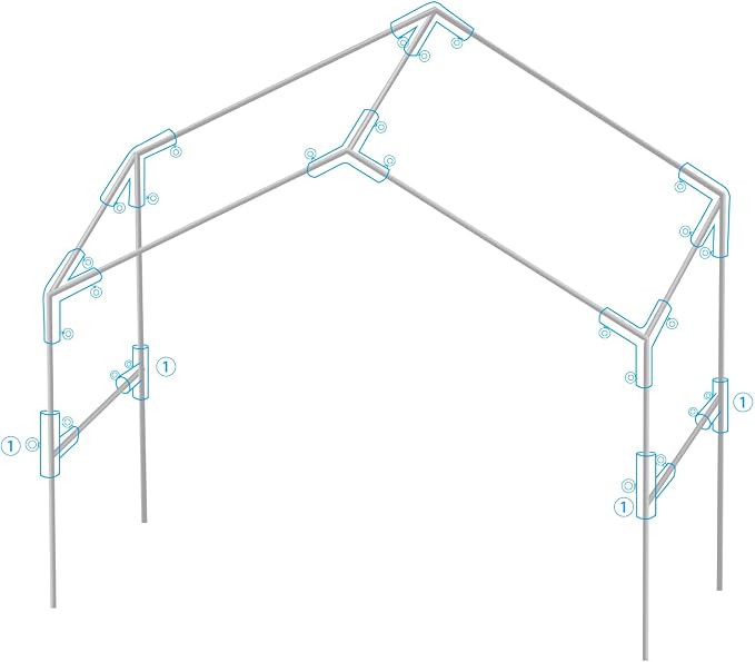 Aoneky 2'' Small T Shaped Corner Slider Canopy Fitting Couplers Kit - Image 4