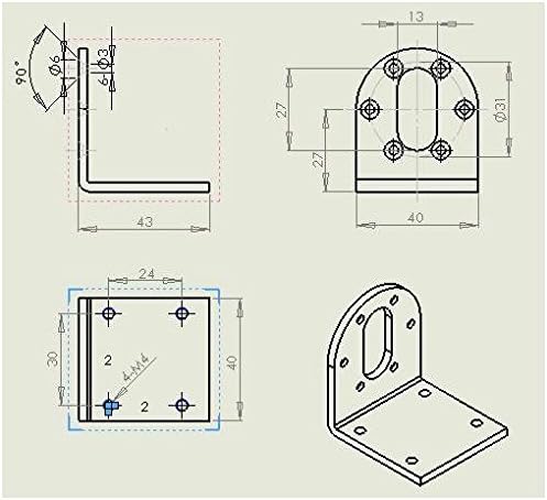 Black 37mm DC Gear Motors Mounting Bracket, Iron Anti-Rust Gearbox L-Shape - Image 4
