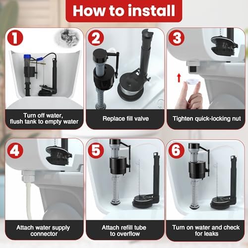 Saillong Universal Toilet Flusher Replacement Kit, Fill Valve, 2-Inch Flapper - Image 4