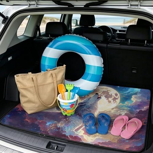 Moon Wolf Howl Dog Car Trunk Mat 29"x39" - Image 2