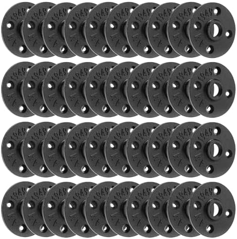 1/2" Heavy Duty Black Floor Flange, 40 Pack Malleable iron Pipe Flange by HomeTZH