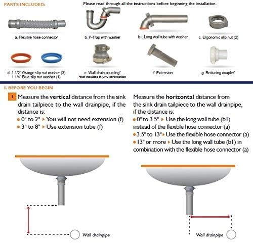 Snappy Trap Universal Flexible P Trap Bathroom Sink Drain Pipe Plumbing Kit - Image 7