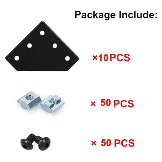 10pcs 4040 L Corner Bracket Joint Plate Connector Black | T Slot Hardware V - Image 3