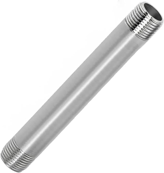 304 Stainless Steel Nipple Pipe Fitting 3/8" NPT X 3/8" NPT Male Thread Cast by Fitvell