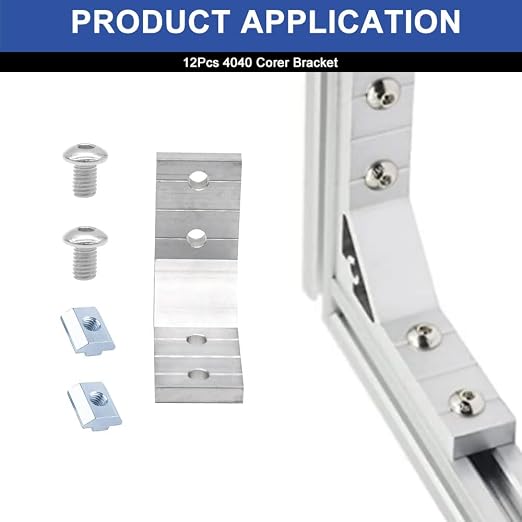 12pcs 4040 Corner Bracket Angle Aluminum Extrusion Hardware Silver | 4040 - Image 4
