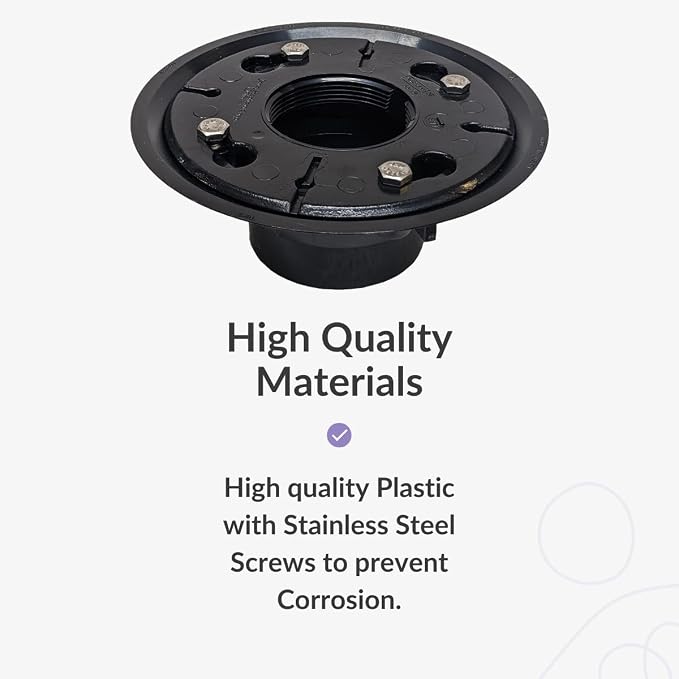 2 Inch Shower Drain Base for Linear Square Shower Drains ABS Floor Flange - Image 3