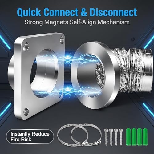 Magnetic Dryer Vent Coupling Connector Kit，2.6ft 4" Duct and two Clamps - Image 6