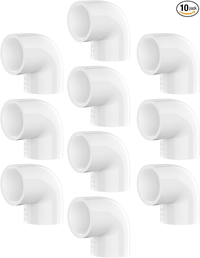 10-Pack 1 Inch PVC Fittings 90 Degree Elbow, Furniture Build Grade SCH40 White by Unknown