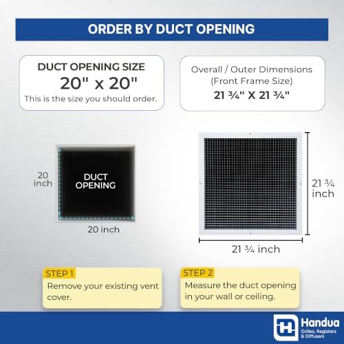 Fits 20x20 Duct Opening | Aluminum Eggcrate Return Air Grille | Low Noise & - Image 2