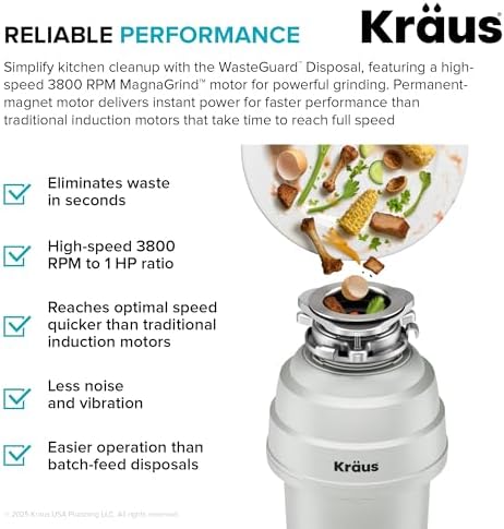 KRAUS WasteGuard 1 HP Continuous Feed Garbage Disposal - Image 5