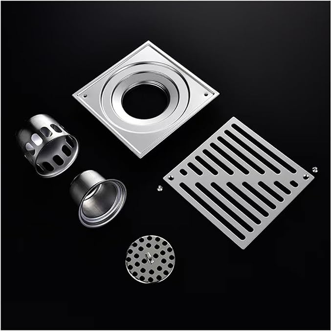 Shower Floor Drain, Shower Floor Drain Stainless Steel Square Grate Multiple - Image 9