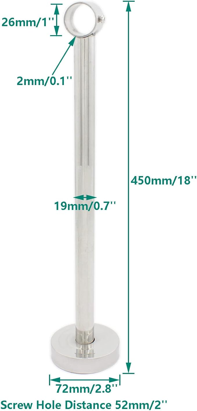 2 Pack Ceiling Mount Bracket, Stainless Steel Wardrobe Pipe Bracket Rod Holder - Image 2