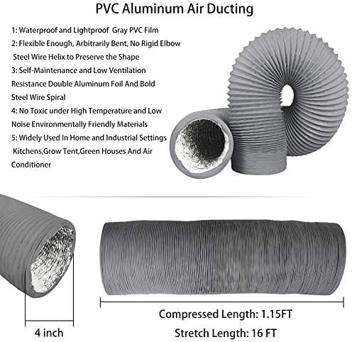 Omont Dryer Vent Hose 4 Inch 16FT Flexible Dryer Ducting Tube Air Duct Aluminum - Image 2