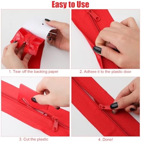 4pcs Dust Barrier Zipper, 7ft x 3in Self-Adhesive Tarp Double Zipper Instant - Image 5