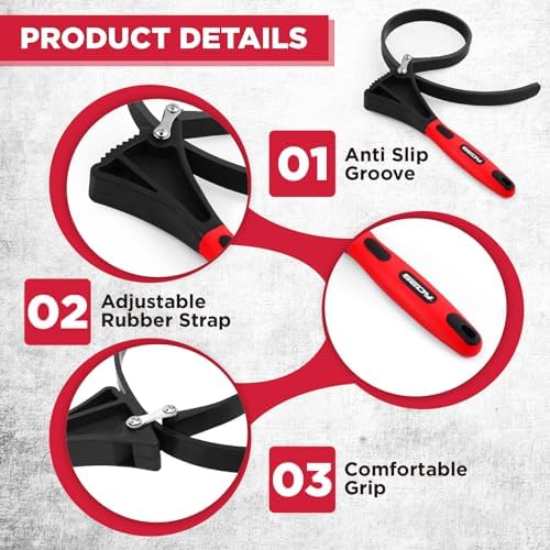 2-Piece Rubber Strap Adjustable Wrench Set Diameter 4" and 6", Oil Filter Pipe - Image 3