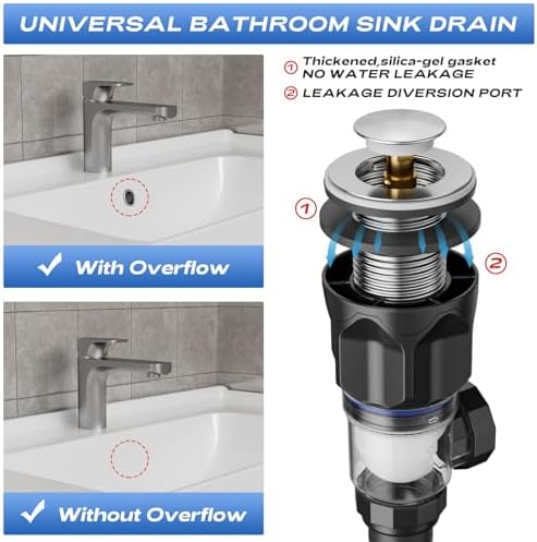 Bathroom Sink Drain Kit with Flexible Expandable P-Trap Sink Drain Pipe Tube - Image 3