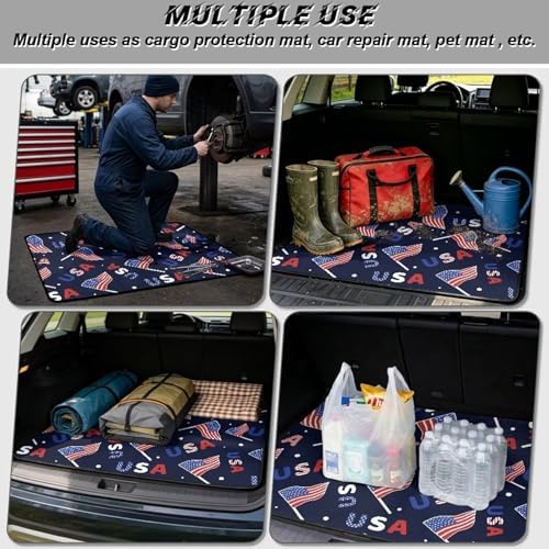 USA Flag Print Work Trunk Mat Heavy Duty Foldable Cargo Liner - Image 3
