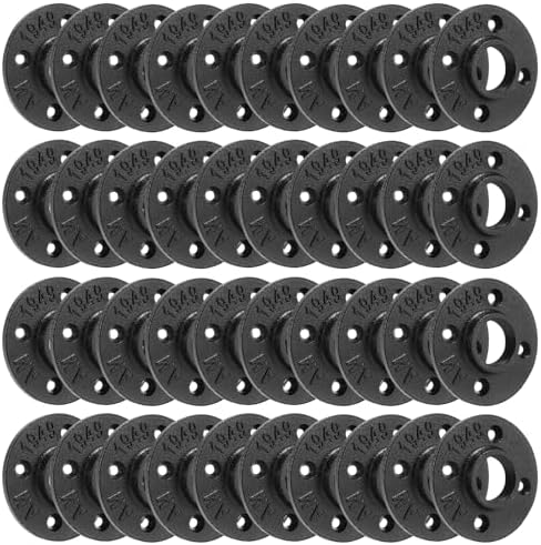 1" Heavy Duty Black Floor Flange, 40 Pack Malleable iron Pipe Flange by HomeTZH