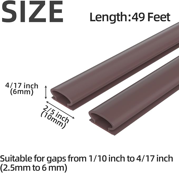 ESUFEIR 49ft D Shape Weather Stripping Seal Strip, Self-Adhesive Rubber - Image 2