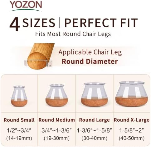 YOZON Chair Leg Floor Protectors Silicone Caps Felt Furniture Pads Covers - Image 4