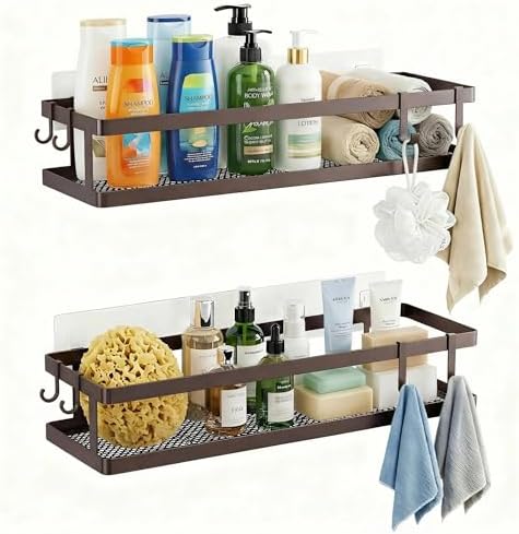 PUSDON 2-Pack 16.5" Extra Long Slim Shower Caddy, Adhesive Wall Mount Bathroom by PUSDON