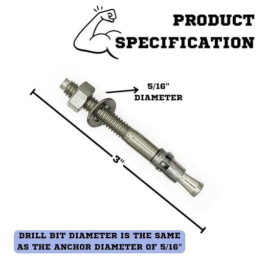 Mighty Fasteners Wedge Anchors – Heavy-Duty 304 Stainless Steel Expansion Bolts - Image 4