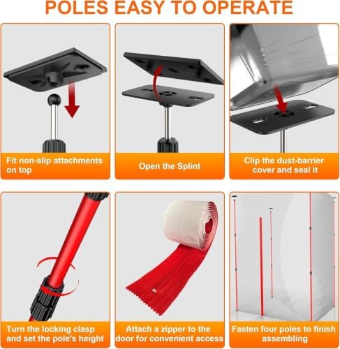 12ft Dust Barrier Poles with 33x13ft Dust Barrier Sheeting and 2 Heavy Duty - Image 5