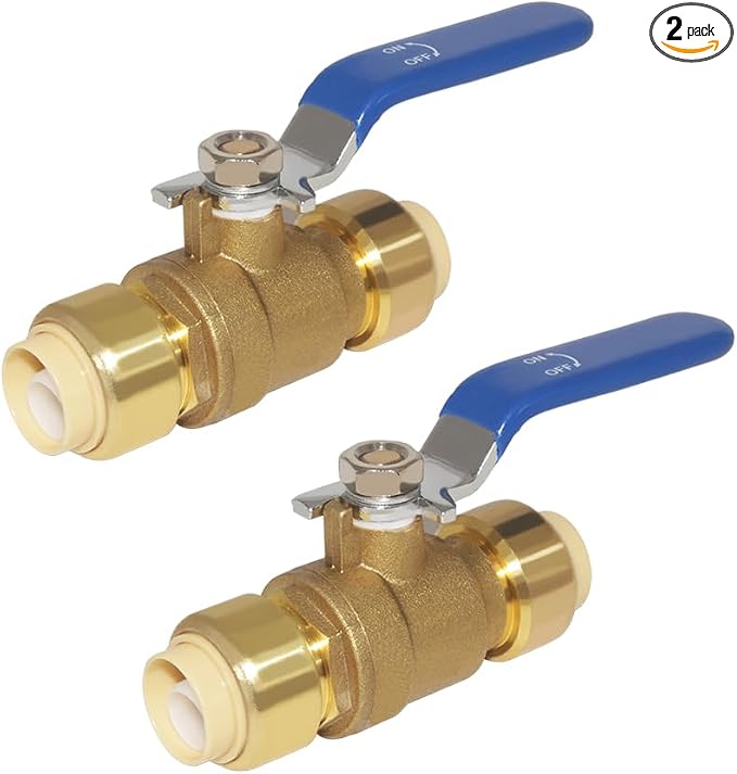 Hooshing 2 Pack 1/2 Inch Push-Fit Full Port Ball Valve, Push-to-Connect by Hooshing