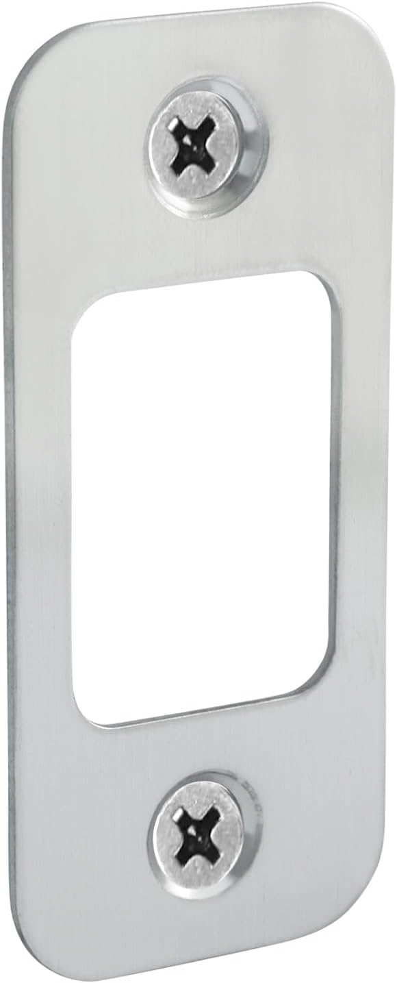 Brushed Nickel Deadbolt Strike Plate, Round Corner, Door Latch Strike Plate - Image 2