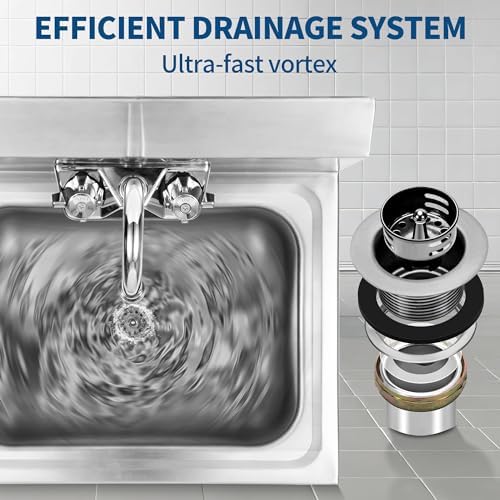 BIEAMA NSF 17" x 15" Commercial Hand Sink, 304 Stainless Steel Wall Mount - Image 5