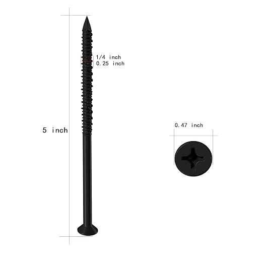 WenSilon 1/4" x5 Black Concrete Screw Anchor Black Flat Head - Image 2