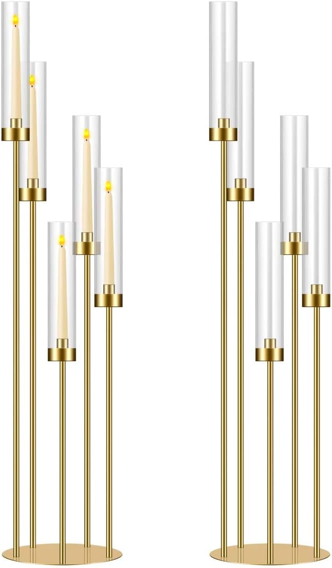 42.5in Gold Candle Holders for Table Centerpiece Candelabra Candlestick Holders by MEISHAONV