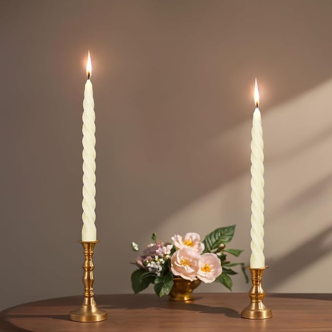 12 PCS Natural Beeswax Spiral Taper Candles Bulk, 10 Inch Tall - Image 5