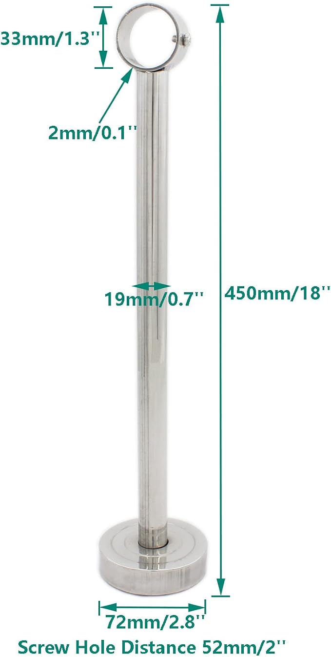 2 Pack Ceiling Mount Bracket, Stainless Steel Wardrobe Pipe Bracket Rod Holder - Image 2