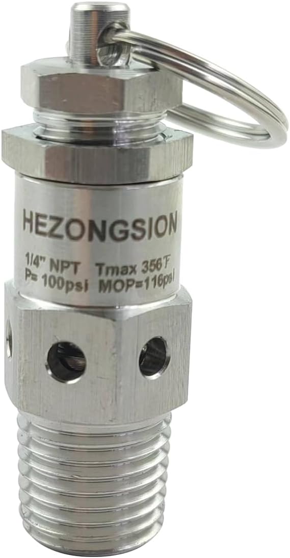 Mini 1/4" NPT Male Adjustable Pressure Relief Valve SS304 Stainless Steel PRV by HEZONGSION