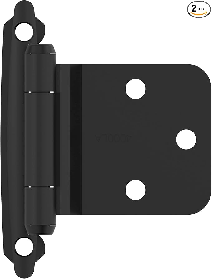 Amerock 1 Pair Variable Overlay Reverse Bevel Matte Black Cabinet Hinge | Steel by Amerock