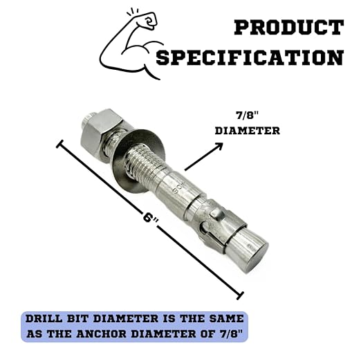 Mighty Fasteners Wedge Anchors – Heavy-Duty 304 Stainless Steel Expansion Bolts - Image 4