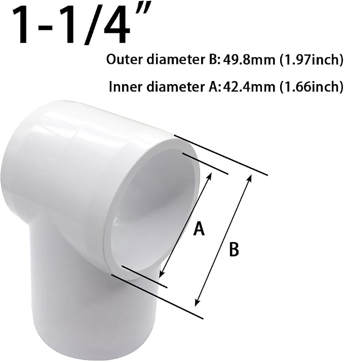 1-1/4" Slip Tee PVC Fitting, Furniture Grade PVC DIY Connector - Image 2