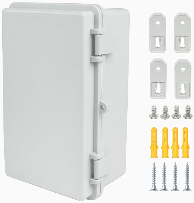 Junction Box, Hinged Grey Cover IP67 Waterproof ABS Project Box by Otdorpatio