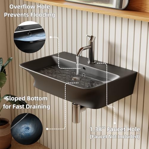 24"W x 17"D Matte Black Wall Mount Sink - Image 6