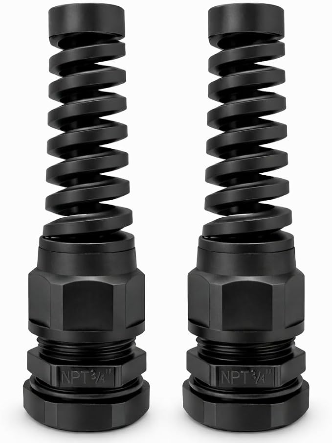3/4" NPT Flexible Cable Gland, Spiral Pigtail Cord Grip Strain Relief by MGISpeedWare