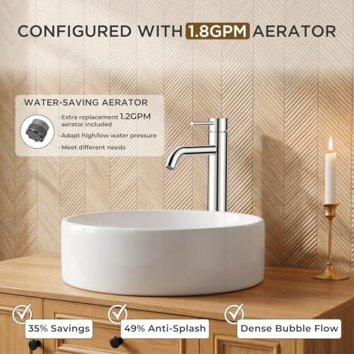 FORIOUS Vessel Sink Faucets Single Handle, Chrome Tall Bathroom Faucet - Image 4