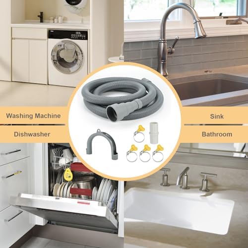 5ft Universal Washing Machine Drain Hose Extension Kit, 7-Piece Set - Image 7