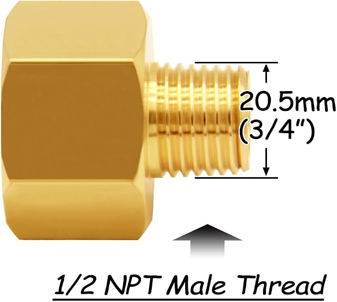 Uenede Brass 3/4" NPT Female to 1/2" NPT Male Reducer Adapter - Image 3