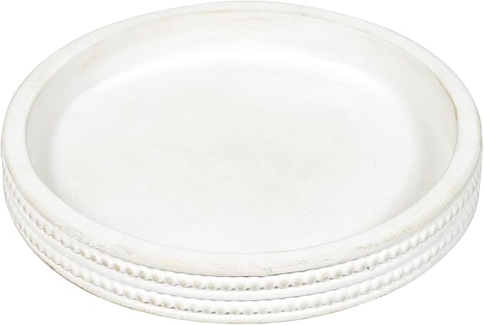 Carah & Cossh 12'' Round Wooden Tray, Farmhouse Rustic Decorative Tray - Image 4