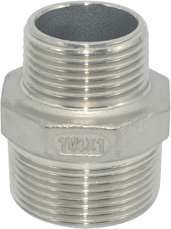 1-1/4" x 1" Male Threaded Reducing Nipple Fitting/Adapter, Stainless Steel by Megairon